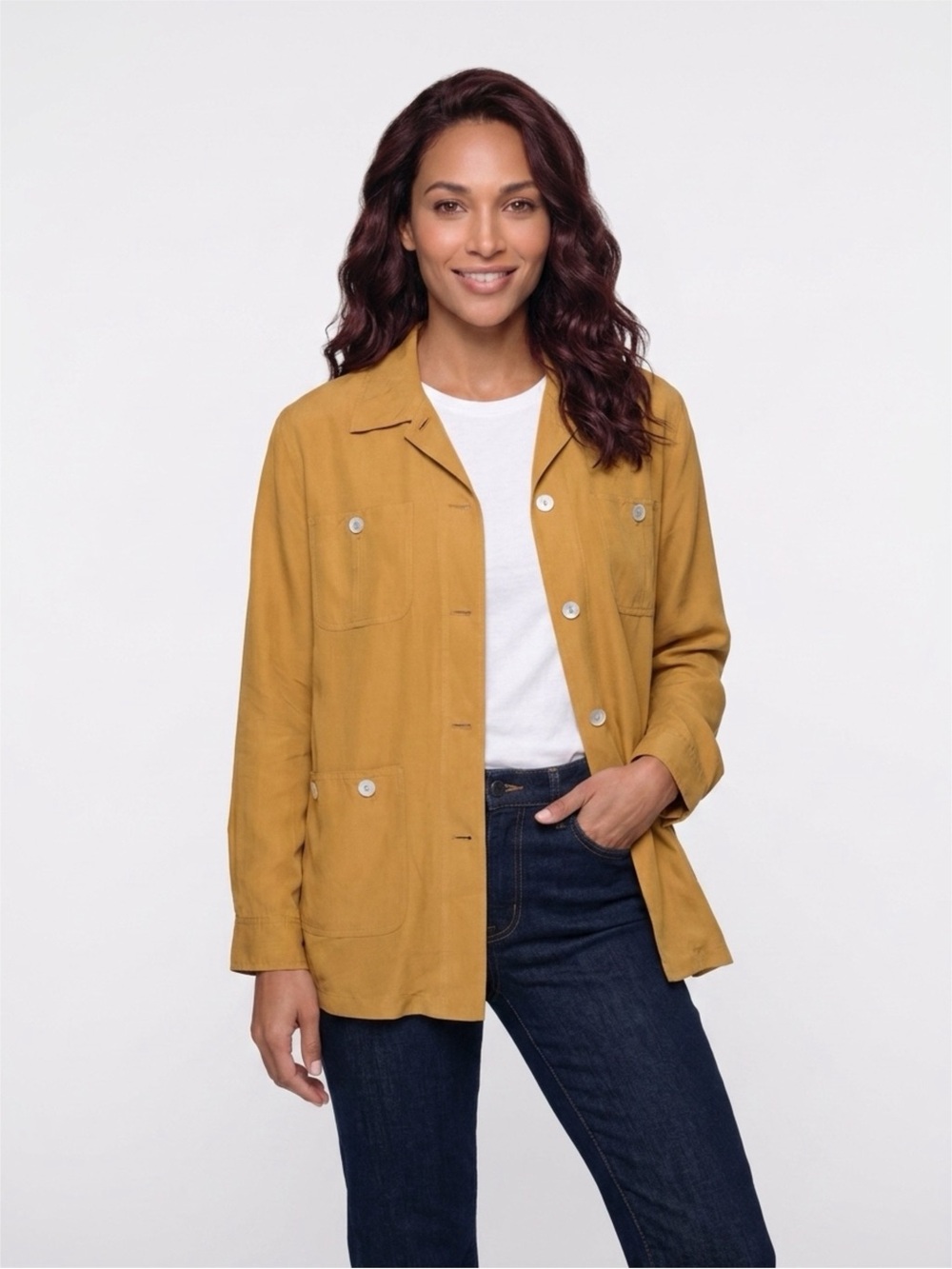 August Silk Woman’s Medium Lightweight Button Up Utility Jacket.